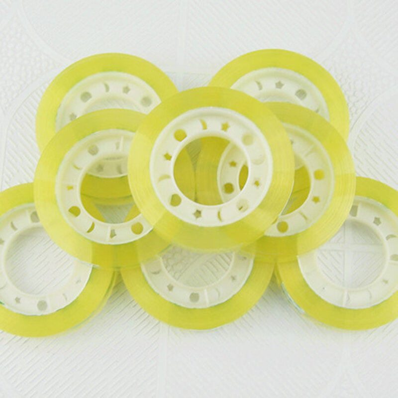 Mini cinta de embalaje para oficina, cinta amarilla transparente de 12mm x 30m, para papelería