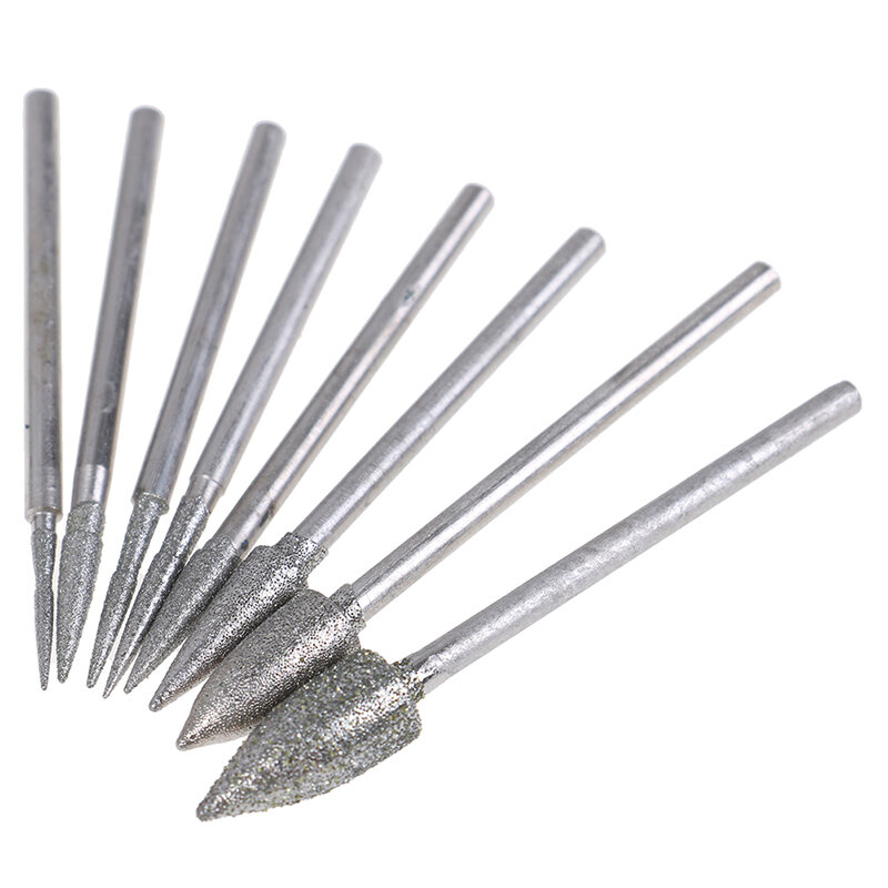 8Pcs Diamant Schleifen Kopf Polieren Nadel Bits Grate Metall Stein Carving Werkzeug