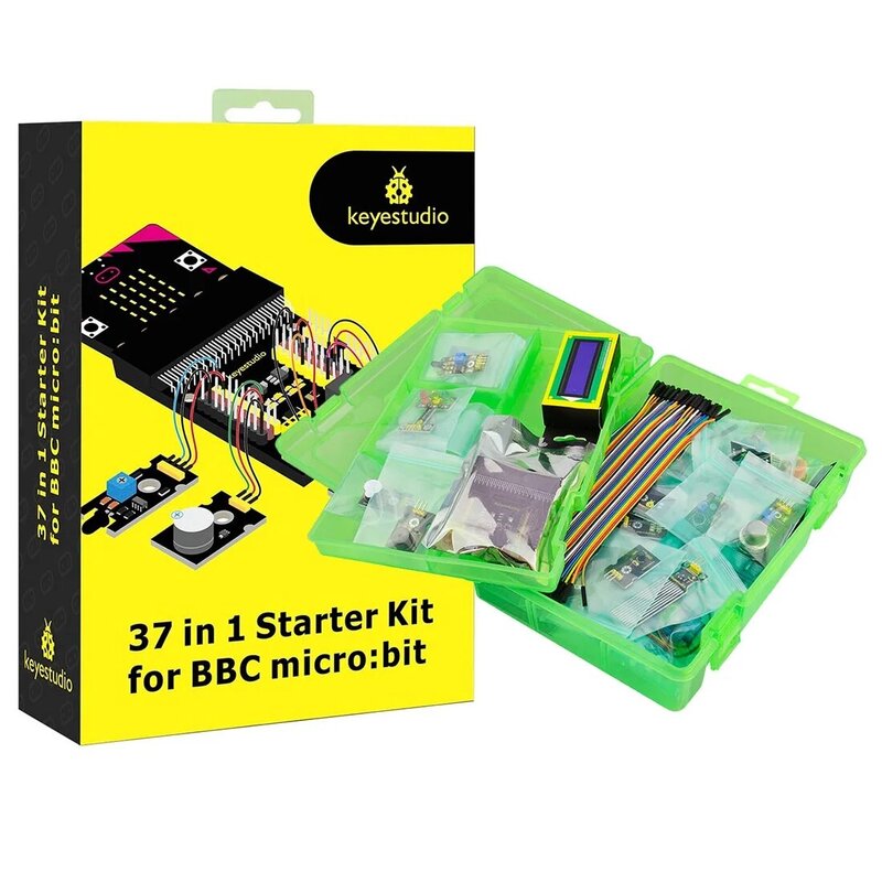 Keyestudio-Kit de Micro bits 37 en 1, Kit de iniciación de Sensor para BBC Micro:Bit V2, Kit de aprendizaje (sin Micro: Placa de bits)