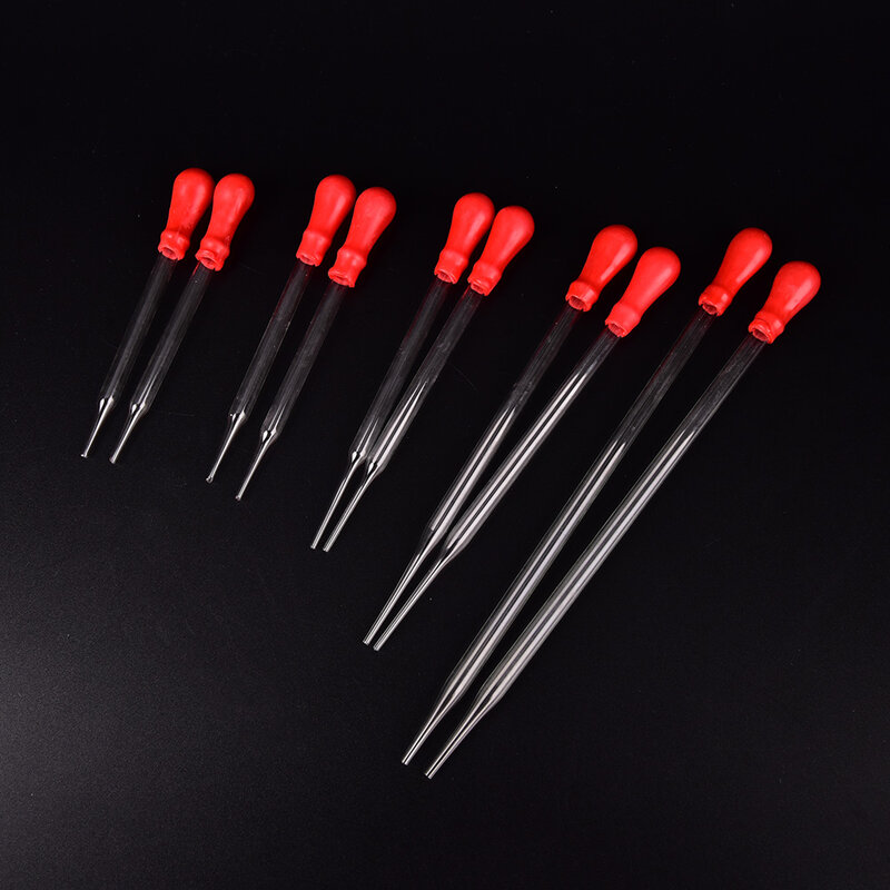 2pc/lot 9cm/10cm/12cm/15cm/20cm Durable Long Glass Experiment Medical Pipette Dropper Transfer Pipette With Red Rub Lab Supplies