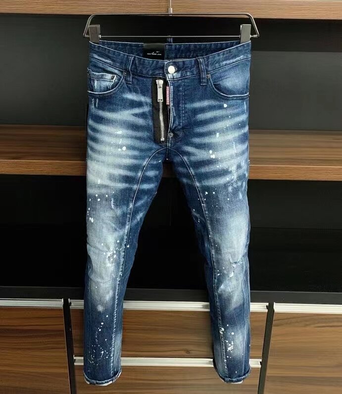 Temple Garbage can Plague 2021 fashion tendência dsquared2 pontos de pintura lavados e desgastados  estilo punk calças jeans masculino * a388 / Jeans