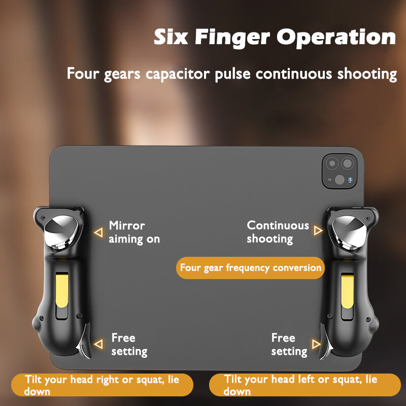Six Finger Ipad PUBG Controller Capacitance Adjustable Mobile Game Trigger L1R1 Button Gamepad Joystick Grip Tablet Accessories