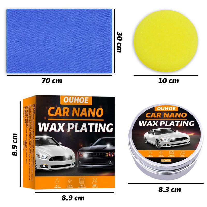 200ml Car Wax Crystal Plating Set Glossy Wax Paint Care Tiny Scratch Repair Maintenance Nano Coating With Sponge And Towel