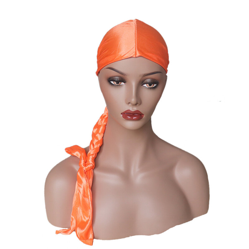 Enveloppe de tête en satin style hip hop, Durag pour homme, accessoire de type turban pour cheveux, couleur unie, aspect bandana