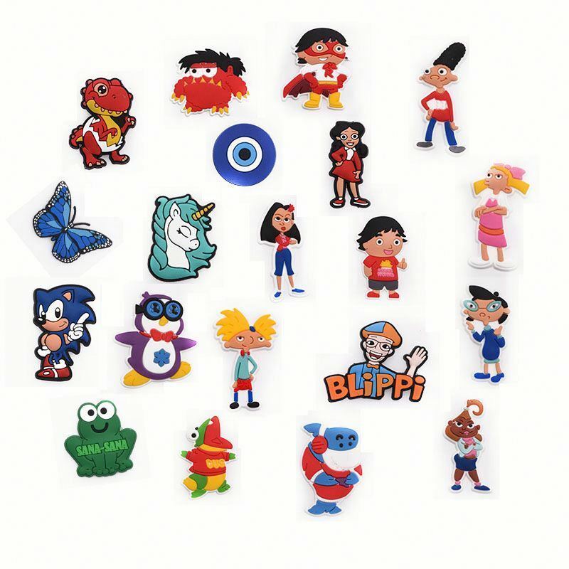 Croc Cartoon Shoes Accessories Custom Soft PVC Rubber Shoe Charms Shoe JIBZ Clog Charms For Kids Gifts