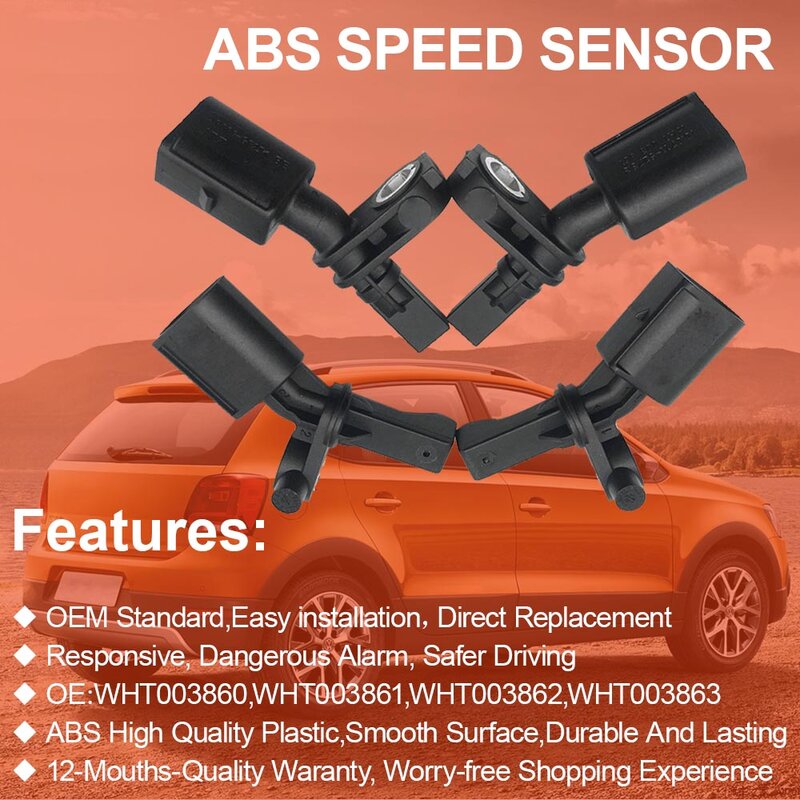 DASBECAN 4PCS/LOT wheel Speed Sensor Fit For  Seat VW Audi Ibiza Toledo Leon Polo Golf WHT003860 WHT003861 WHT003862 WHT003863