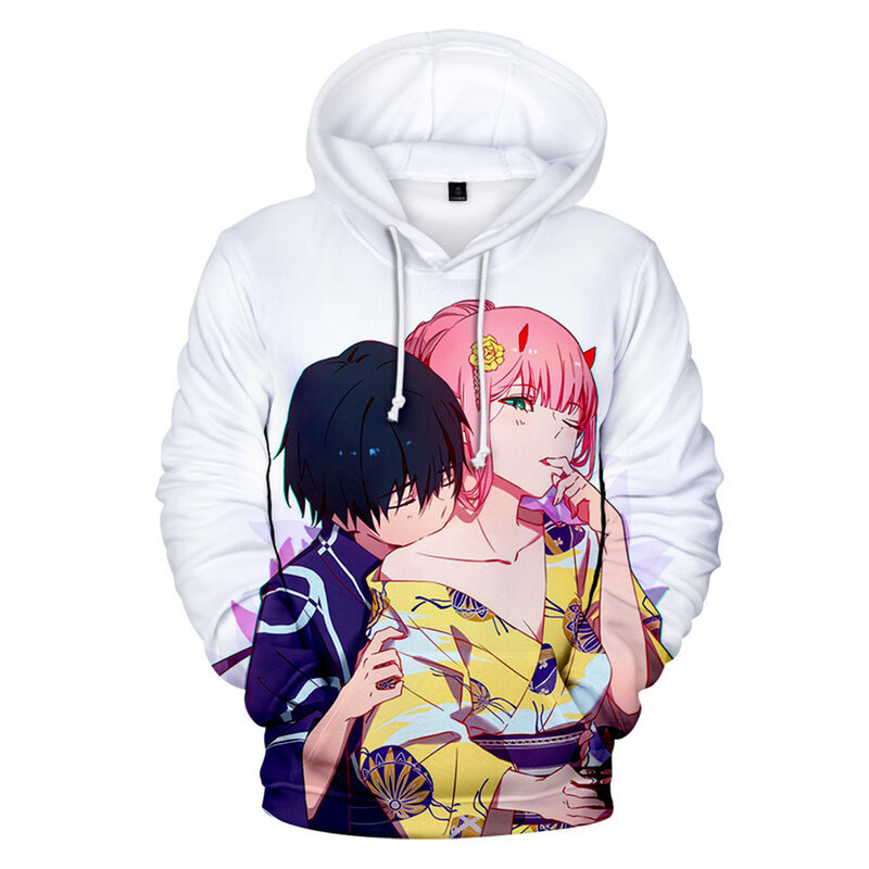 Novo popular darling no franxx 3d hoodies anime zero dois hoodie roupas masculinas moletom bonito meninos meninas pullovers
