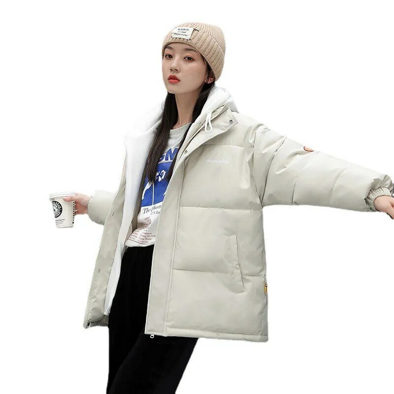 다운 코튼 자켓 학생 코튼 패딩 코트 스타일 두꺼운 패딩 자켓 한국어 홍콩 느슨한 실제 촬영 가을과 겨울