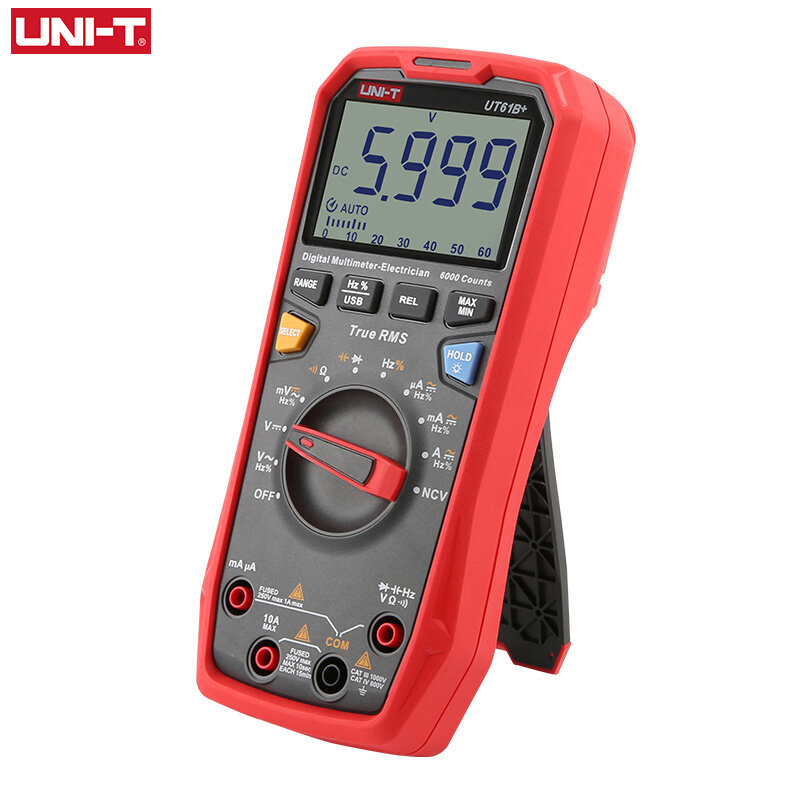 UNI-T UT61E+ Digital Multimeter AC/DC Ammeter Volt Ohm Tester Multimeter with Thermocouple LCD Backlight Portable