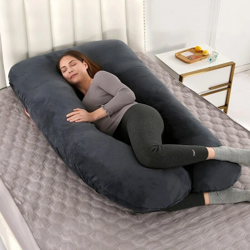 Oreiller de soutien au sommeil pour femmes enceintes, PW12, en coton, en forme de U, pour dormir sur le côté