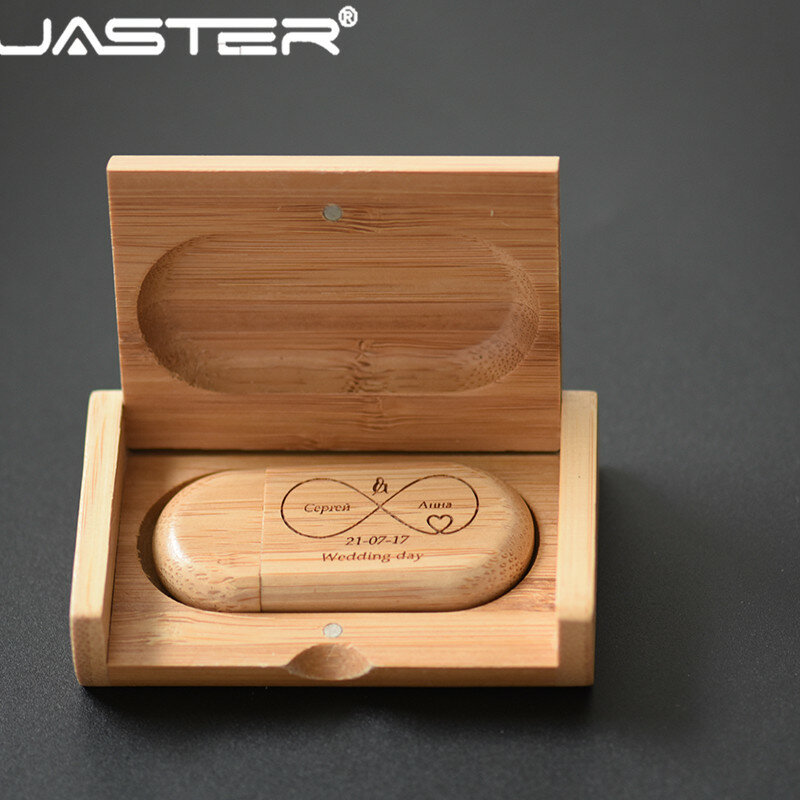 JASTER fotografia regalo USB 2.0 flash drive di Archiviazione Esterna (su ordinazione libero logo) usb di legno + box pen drive 4GB/16GB/32GB/64GB
