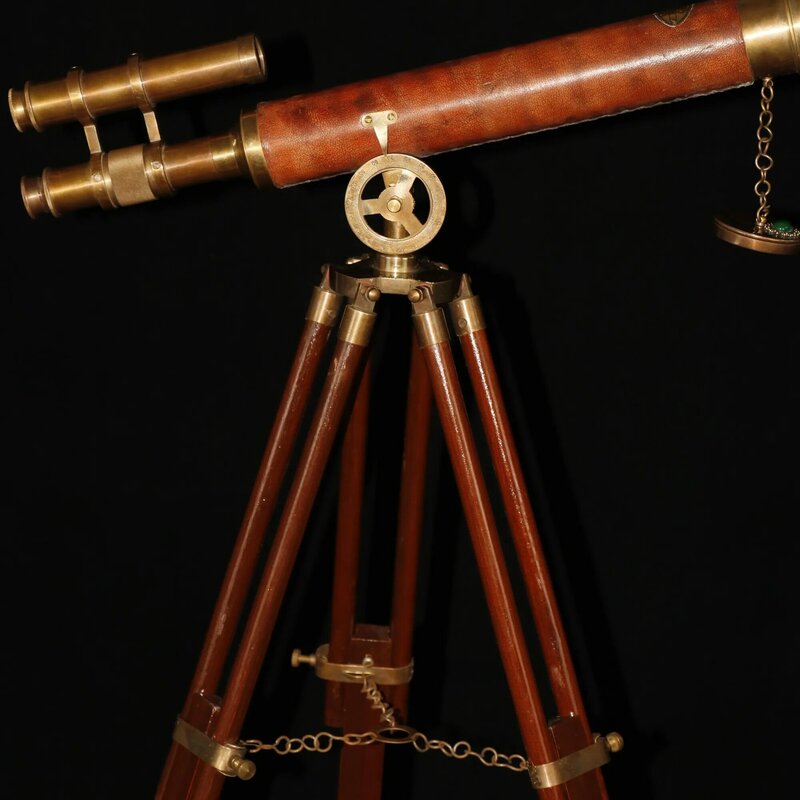 ตกแต่งบ้าน27 "ทิเบตพระพุทธศาสนาTemple Old Bronze Cowhide Telescopicวงเล็บขนาดใหญ่High Powerกล้องโทรทรรศน์กล้องโทรทรรศน์...