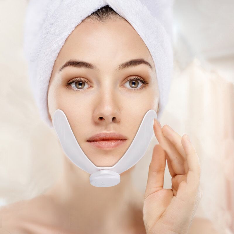 Masajeador Facial adelgazante para mujer, dispositivo de Lifting Facial con forma de V, masajeador con almohadillas de Gel, estimulador muscular eléctrico