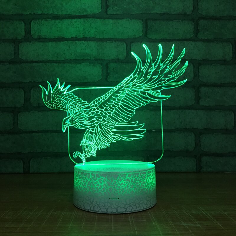 7 Color Changing Eagle LED 3D Night Light Touc Remote Control USB Animal Table Desk Lamp for Home Bedroom Decoration Kids Gift