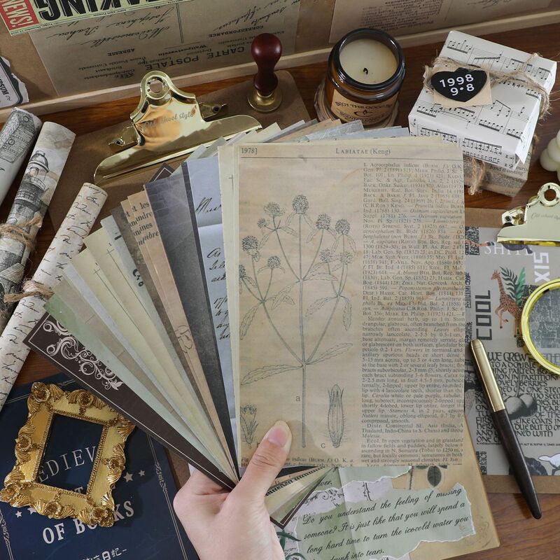 30 sheets/set Vintage Memo Pads Retro Material Paper Background Paper Decoration collage Notes Scrapbooking Decorate Supplies