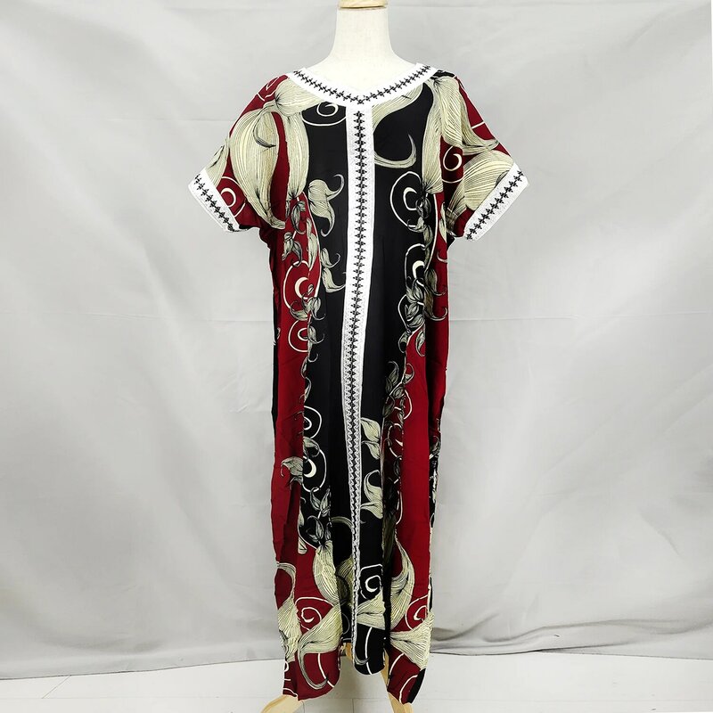 الملابس الأفريقية المرأة الصيف ماكسي فستان قصير الأكمام أفريقيا خمر الحجاب وشاح طباعة عباية boubu الأفريقية فام Vestidos