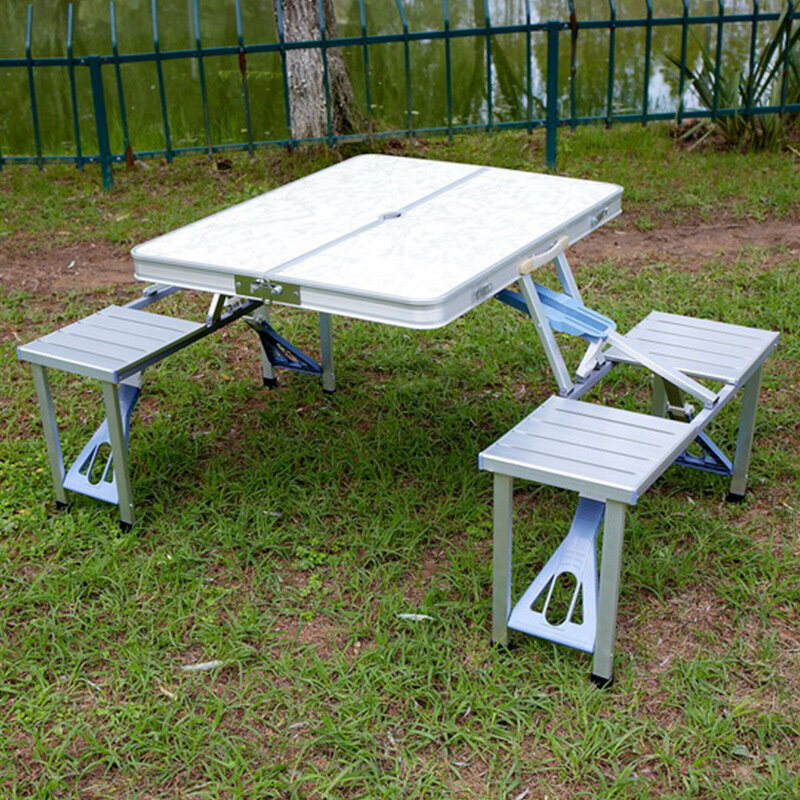 Odkryty składany stół ogrodowy stół z krzesłami ze stopu aluminium przenośne meble piknikowe