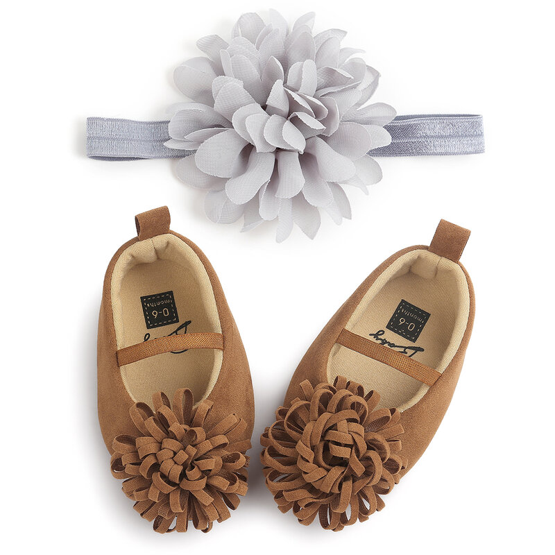 Candy Farben Neugeborenen Baby Prewalker Weichen Boden Anti-slip Schuhe Schuhe Prinzessin Mädchen Krippe Große Blume Schuhe mit stirnband