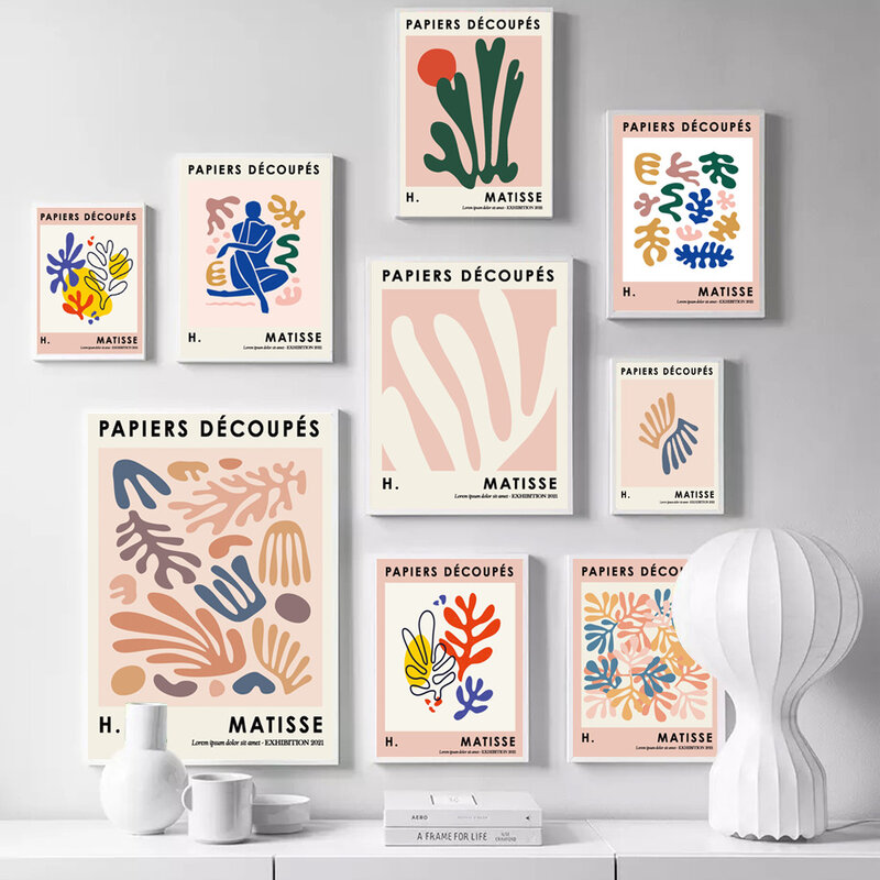Nordic Modern Abstract Art Matisse โปสเตอร์ภาพวาดผ้าใบภาพวาดห้องนั่งเล่น Home Office ตกแต่งภาพจิตรกรรมฝาผนัง