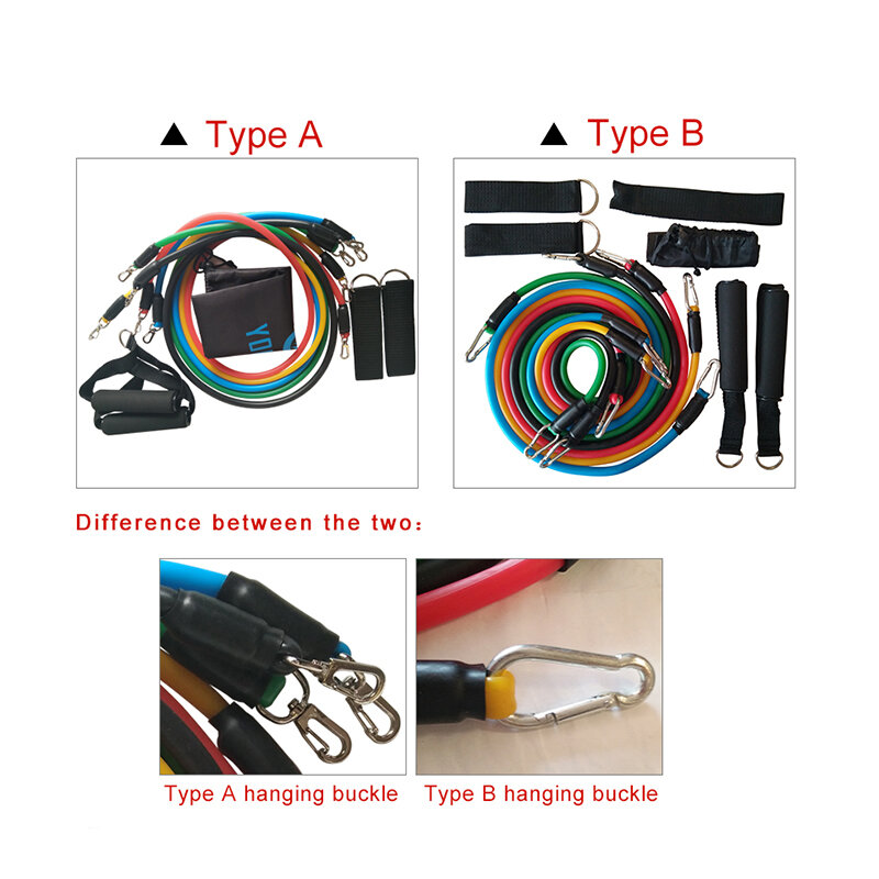 YOUGLE-Cuerda para tirar para fitness, 11 unidades/set, ejercicios con bandas de resistencia, tubos de látex,ejercitador de pedal, entrenamiento corporal, yoga