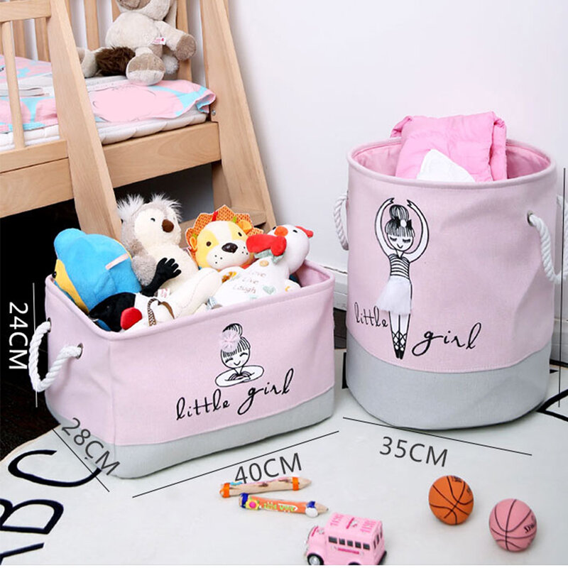 Cesta de lavanderia organizador rosa brinquedos organizador caso para o quarto das meninas roupas sujas recipiente de armazenamento em casa artigos diversos dobrável saco