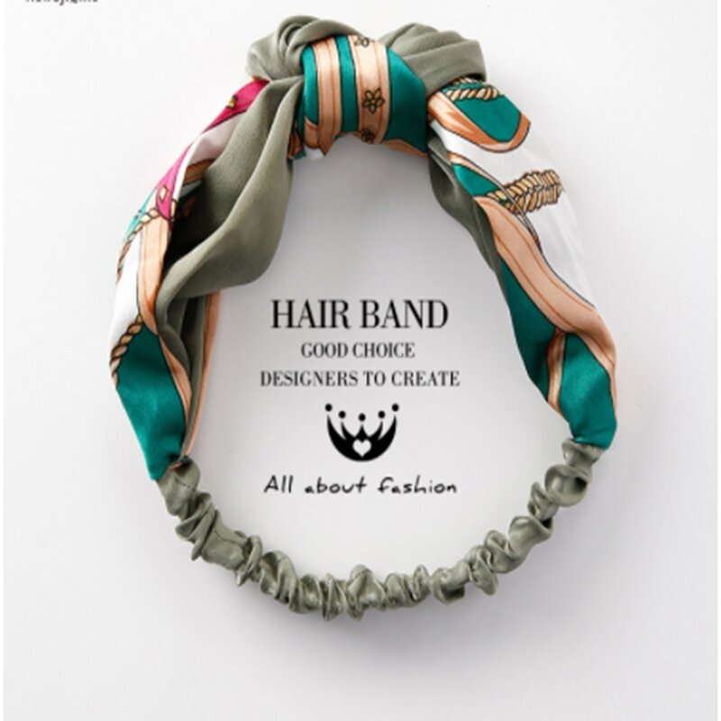 2019 Mulheres Coreanas Do Vintage Cruz Amarrado Arco Banda Headband Moda Tecido Chiffon Cocar Floral senhoras Hoop HairColorful