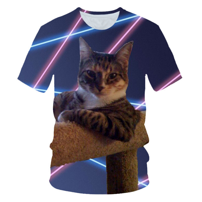 2021 Nieuwe Galaxy Ruimte 3D T-shirt Mooie Kitten Kat Eet Taco Pizza Grappig Tops Tee Korte Mouw Zomer Shirts oversized T Shirts