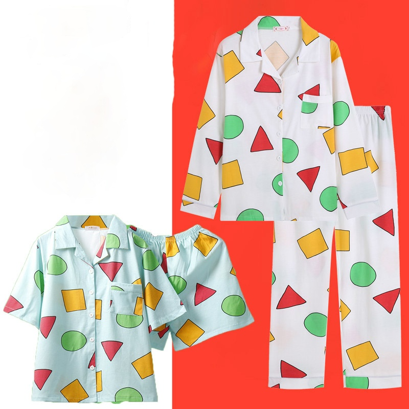 Pijama japonês de verão, manga curta, pijama de algodão feminino, roupa de dormir para casa, anime