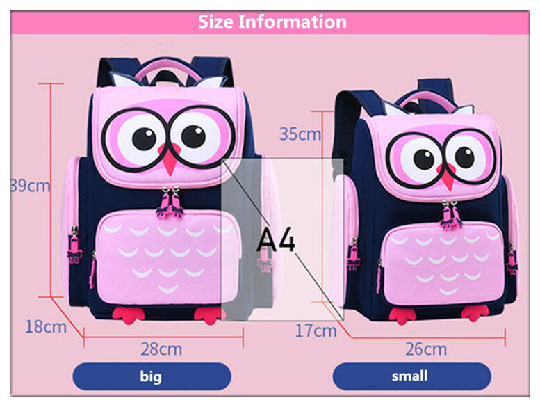 Okkid mochila escolar infantil para meninas, fofa, impermeável, animal, bolsa escolar, crianças, bolsa de livro rosa, mochila de escola primária