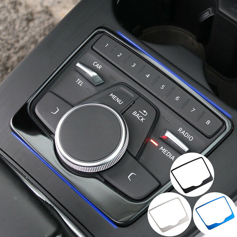 Panel de Control Multimedia de consola de acero inoxidable, embellecedor de cubierta de marco de decoración para Audi A4 B9 2017-2019, accesorios interiores de coche
