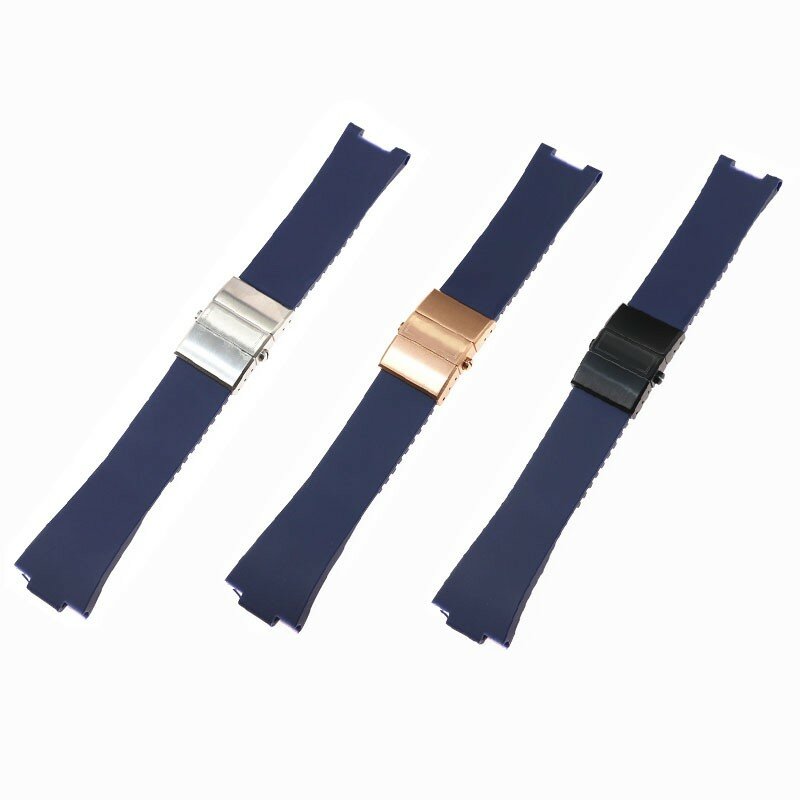 Bracelet en caoutchouc de Silicone étanche, noir marron bleu, boucle pliante, 25mm * 12mm, pour Ulysse Nardin