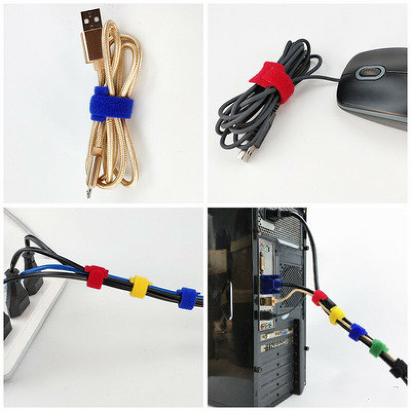 50 pces cor velcro cabo de gestão cinto de dados cabo de carregamento do fone de ouvido de armazenamento e arranjo de velcro de náilon cabo gravata