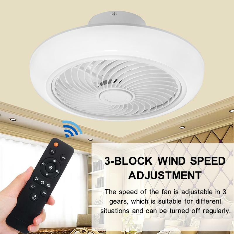 Modern ceiling fan with light, remote control, for dining room and bedroom, multi-function LED lighting, 110V / 220V