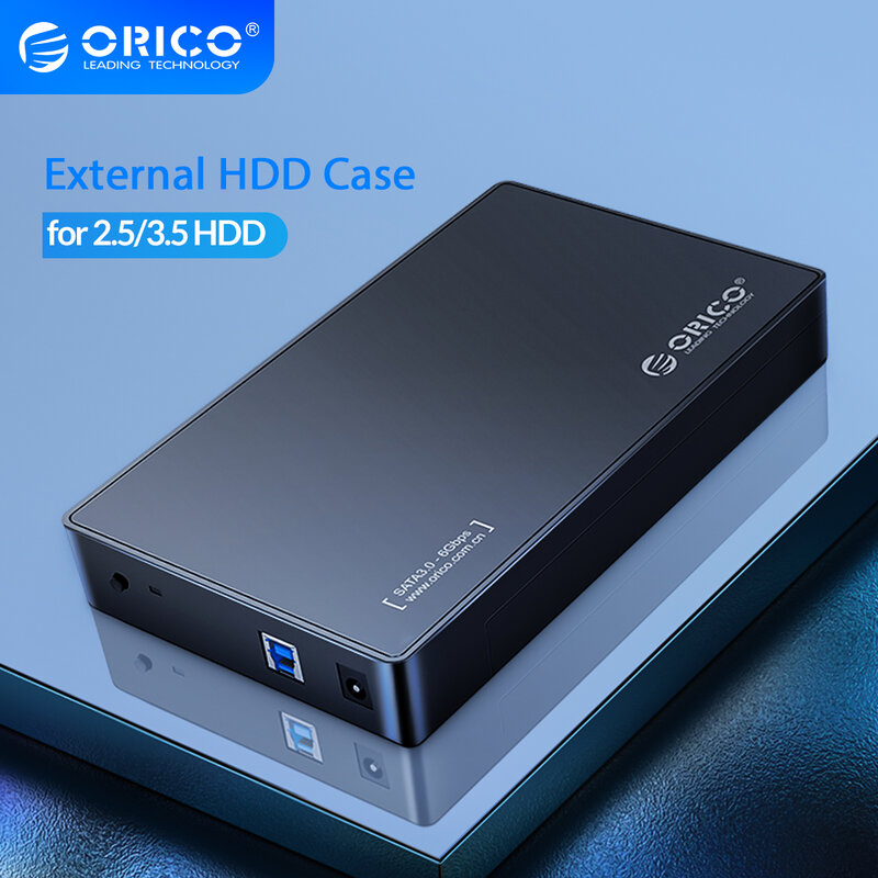 ORICO-carcasa de disco duro externo SATA a USB 3,5, carcasa de HDD de 3,0 pulgadas con adaptador de corriente de 12V/2A, 16TB, UASP, libre de herramientas