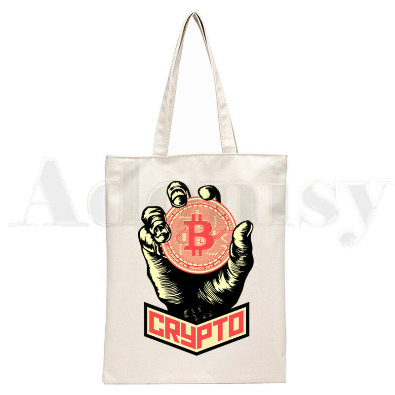 Crypto Cryptocurrency Bitcoin Blockchain BTC Handtaschen Schulter Taschen Casual Shopping Mädchen Handtasche Frauen Elegante Leinwand Tasche