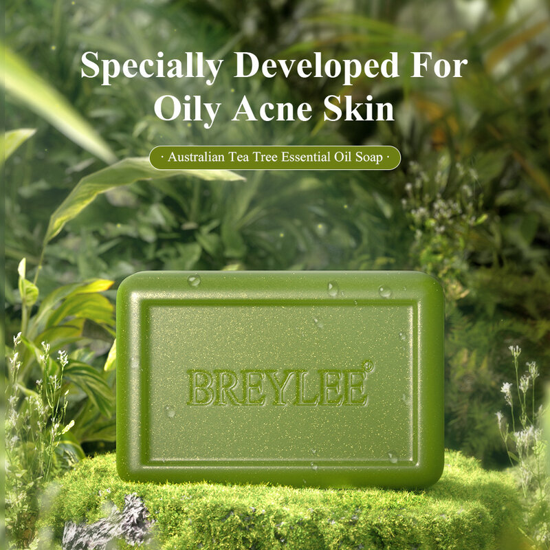 BREYLEE Acne Clearing Oil Face Wash Soap Bar Essential Pore Deep Cleansing Treatment Remove Pimple Blackhead Body Dry Face Care
