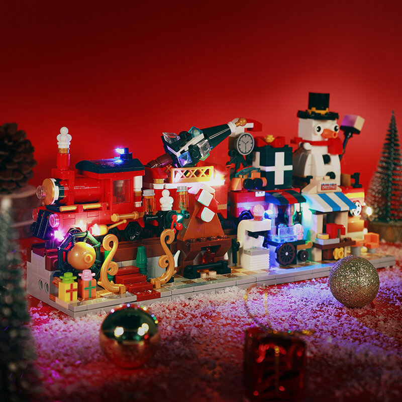 クリスマスのおもちゃのレンガ,838個,村の通り,雪の女王,ビルディングブロック,都市マン,サル,laus,4in 1,クリスマスプレゼント