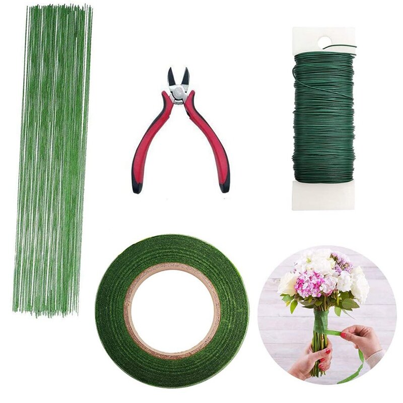Kit de ferramentas de arranjo floral, faixa para buquê, haste verde, fio floral, envoltório, floricultura