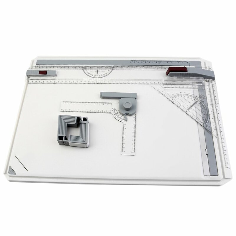 A3 portátil desenho placa de pintura esboço placa com réguas paralelas clipes de canto cabeça-bloqueio ajustável ângulo arte desenhar ferramentas