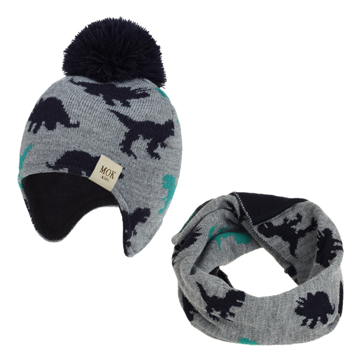 Шапка Вязаная Детская с шарфом и ушками, мягкий комплект из шапки для новорожденных, H245S, теплые зимние лыжные шапочки