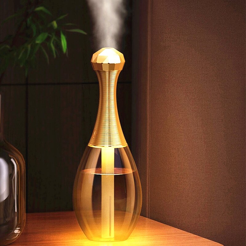 300Ml USB Pelembap Udara Ultrasonik Pembuat Kabut Dingin Fogger dengan Lampu LED untuk Rumah Botol Parfum Mini Pelembap Aroma Mobil