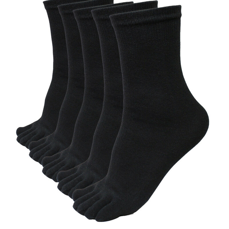 Estoque de 5 pares de meias dos homens 5 pares, esportes masculinos corrida 5 dedos meias de dedo elástico meias curtas sólidas novo 2021