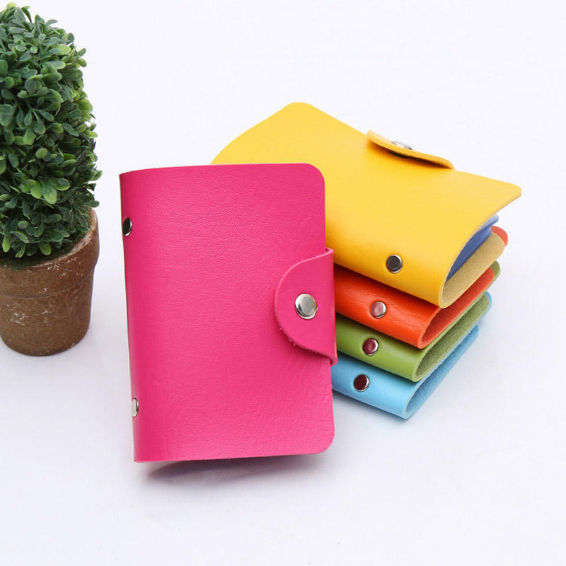 Men's and women's new style fashion creative PU leather solid color multi-card slot card holder card holder