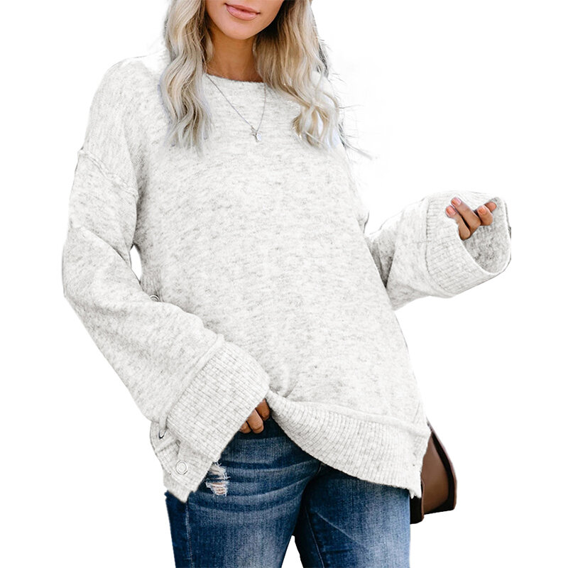 Czarny styl uliczny ponadgabarytowe swetry damskie z długim rękawem Plus rozmiar przycisk O-neck dzianinowe swetry damskie swetry zimowe ubrania