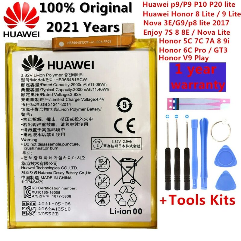 Huawei Orginal Honor P8 P9 P10 P20 5C 5X 6A 6C 7X 7C 8 S8 8X 8E 8C G9 9 9i 10 G10 Mate 8 9 10 Nova 2 2i 3i Lite Plus Pro Batterij