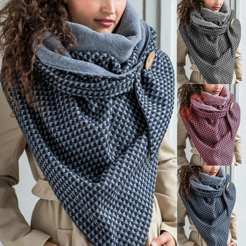 Повседневный Классический зимний женский шарф «гусиная лапка», ветрозащитные мягкие палантины на больших пуговицах, сохраняющие тепло шар...