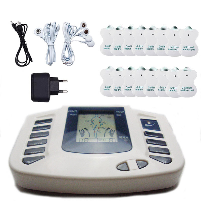 電気筋肉刺激装置jr309,16パッド,ems,ロシアのボタン,マッサージ,体の健康,筋肉のためのマッサージャー