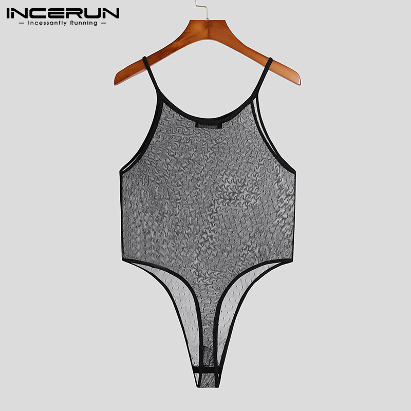 Incerun masculino sexy lazer bodysuit confortável homewear macacão masculino bem montagem oco para fora macacões S-5XL 2022