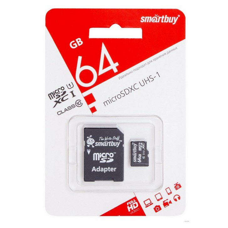 การ์ดหน่วยความจำ 64GB microSDXC Class10 SMARTBUY