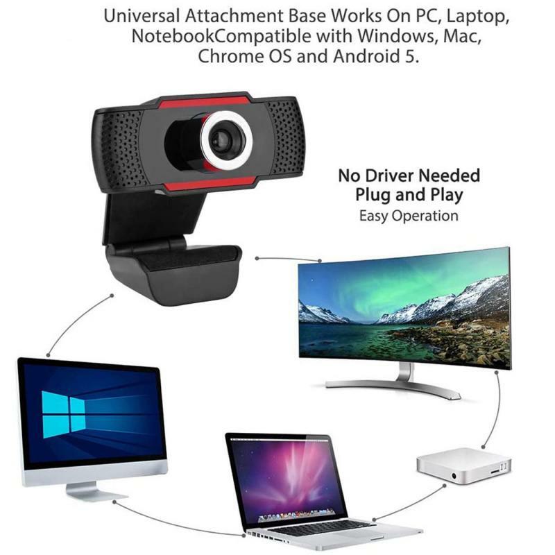 Webcam HD 1080P Mini caméra web PC avec Microphone, caméras rotatives pour la diffusion en direct, les appels vidéo, le travail de conférence